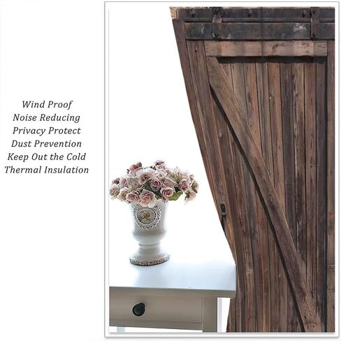 Rustic Wooden Barn Door Curtains for Bedroom Decor,Vintage Wooden Door Desgin Rural Art Architecture Print Window Drapes 2 Panel Set Thermal Insulated Tie Up Curtain 55x63in in Saudi Arabia