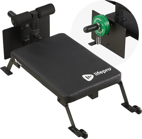 Lifepro Nordic Curl Workout Bench - Home Gym Hamstring Curl Machine & Glute Bench with Transport Wheels - Works with 1" & 2" Olympic Weight Plates - Durable Padding, Construction in Saudi Arabia