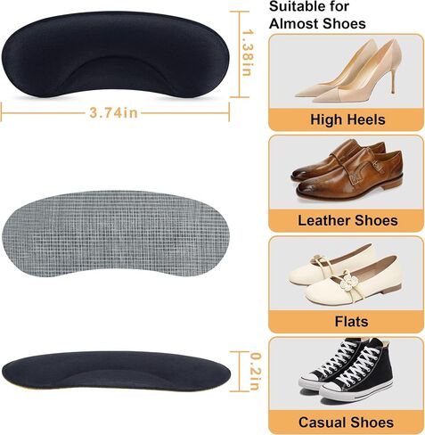 6 Pairs Heel Cushion Pads for Shoes Too Big, Shoe Grips Liners Heel Protectors to Prevent Heel Pain, Blisters and Rubbing, Anti Slip Shoe Filler Make Shoes Fit Tighter in Saudi Arabia