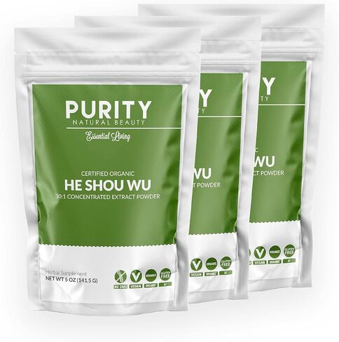 Certified Organic He Shou Wu - Large 5oz Bag of 30:1 Concentrated-Fo-ti - Organic Foti Extract- Fo ti He Shou Wu Organic (Pack of 3-15 Ounces) in Saudi Arabia