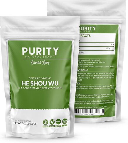 Certified Organic He Shou Wu - Large 5oz Bag of 30:1 Concentrated-Fo-ti - Organic Foti Extract- Fo ti He Shou Wu Organic (Pack of 3-15 Ounces) in Saudi Arabia