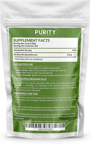 Certified Organic He Shou Wu - Large 5oz Bag of 30:1 Concentrated-Fo-ti - Organic Foti Extract- Fo ti He Shou Wu Organic (Pack of 3-15 Ounces) in Saudi Arabia