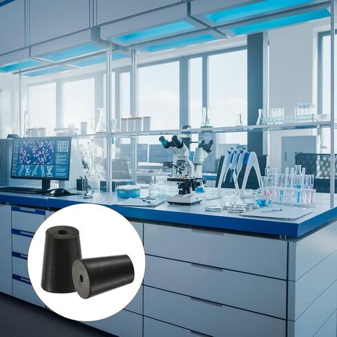 YOKIVE 10Pcs Rubber Stoppers with Hole, Tapered Plugs with High-Temperature Resistance | Protect Hole, Great for Lab Industry (Black, 10mm to 15mm) in Saudi Arabia
