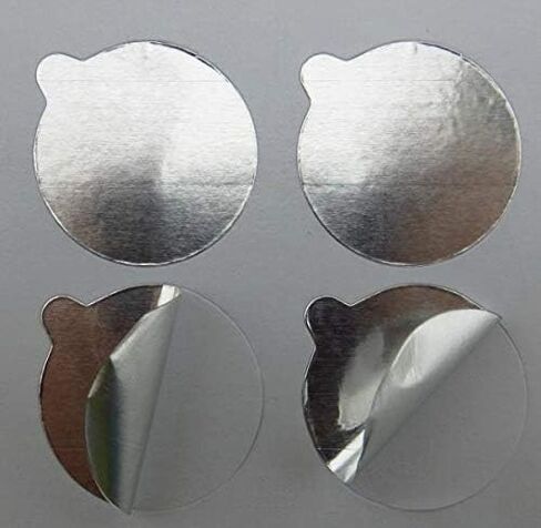 2 ورقة (240 قطعة) 9 مللي متر الفضة الألومنيوم احباط ملصق ختم للزجاجات سدادة لينة أنبوب الختم in Kuwait