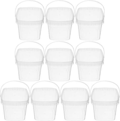 10pcs Ice Cream Bucket with Lid 300ml Clear Plastic Ice Cream Tub Small Bucket Freezer Food Storage Containers Reusable Pail for Food Drinks in Saudi Arabia