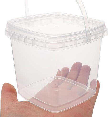 10pcs Ice Cream Bucket with Lid 300ml Clear Plastic Ice Cream Tub Small Bucket Freezer Food Storage Containers Reusable Pail for Food Drinks in Saudi Arabia