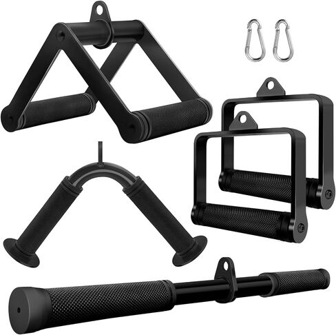 Tricep Press Down Bar, V Bar Cable Attachment, Heavy Duty Steel with Non-Slip Rubber Grip (Black) in Saudi Arabia