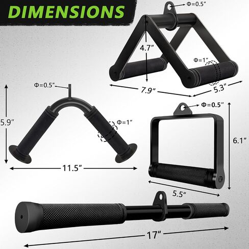 Tricep Press Down Bar, V Bar Cable Attachment, Heavy Duty Steel with Non-Slip Rubber Grip (Black) in Saudi Arabia