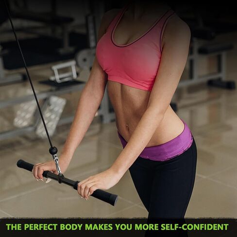 Tricep Press Down Bar, V Bar Cable Attachment, Heavy Duty Steel with Non-Slip Rubber Grip (Black) in Saudi Arabia