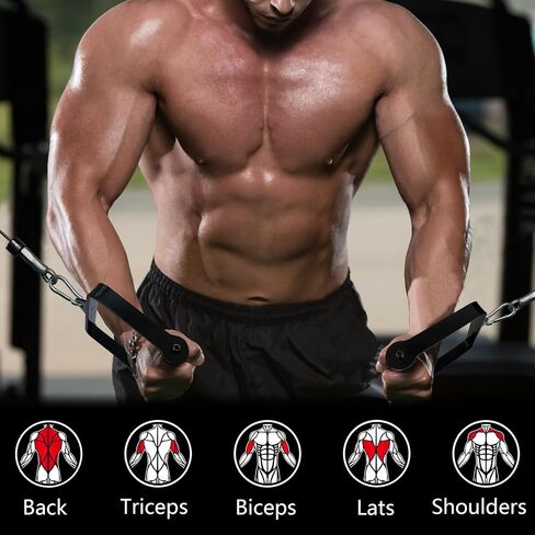 Tricep Press Down Bar, V Bar Cable Attachment, Heavy Duty Steel with Non-Slip Rubber Grip (Black) in Saudi Arabia