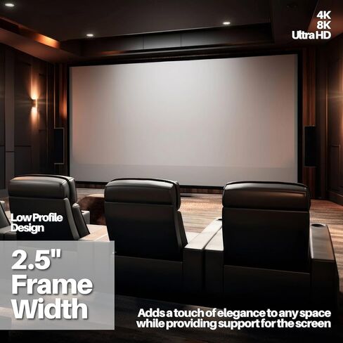 شاشة عرض بإطار ثابت من KHOMO GEAR - غير لامعة 100 بوصة - معلقة على الحائط - 4K - 8K Ultra HD، HDTV، HDR وActive 3D، غطاء قصير جدًا - تنسيق 16:9 in Kuwait