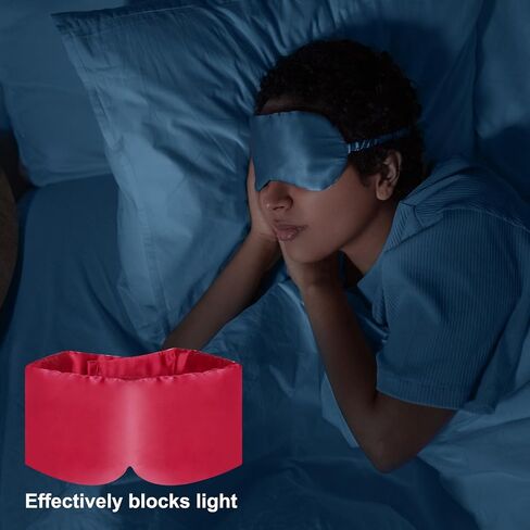 PATIKIL 100% Natural Silk Sleep Mask, Adjustable Soft Eye Mask Cooling Blackout Eye Cover with Storage Bags for Side Sleeping Women Men Travel, Dark Pink in Saudi Arabia