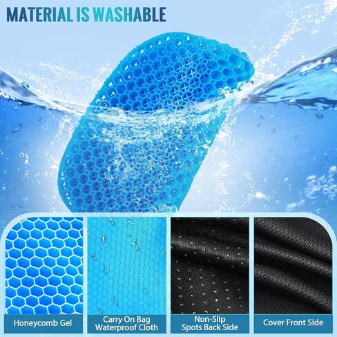 Kayak Seat Cushion with Storage Bag, Gel Waterproof Thick Egg Seat Pad Kayak Anti-Slip Seat Cushion with Non-Slip Cover for Sit in Office Chair, Car, Kayak Accessories Boat Canoe Fishing in Saudi Arabia