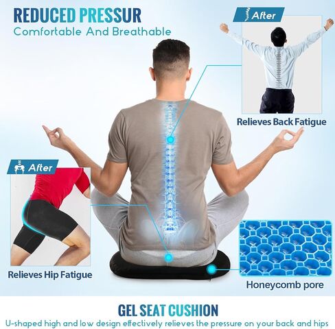 Kayak Seat Cushion with Storage Bag, Gel Waterproof Thick Egg Seat Pad Kayak Anti-Slip Seat Cushion with Non-Slip Cover for Sit in Office Chair, Car, Kayak Accessories Boat Canoe Fishing in Saudi Arabia