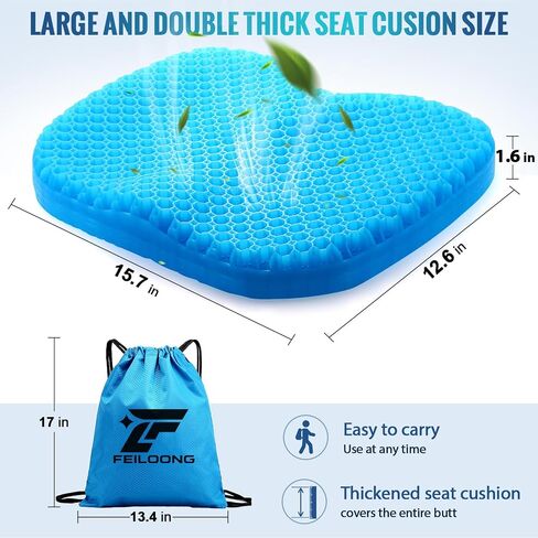 Kayak Seat Cushion with Storage Bag, Gel Waterproof Thick Egg Seat Pad Kayak Anti-Slip Seat Cushion with Non-Slip Cover for Sit in Office Chair, Car, Kayak Accessories Boat Canoe Fishing in Saudi Arabia