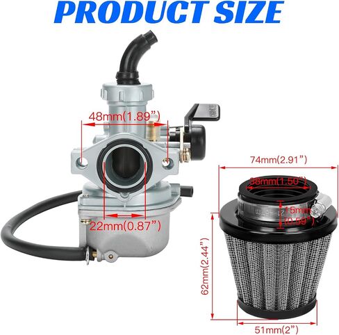 YOXUFA PZ22 22mm Carburetor Carb 38mm Air Filter Throttle Cable Grip Kit for 110cc 125cc ATV Pit Dirt Bike Coolster Mountopz SSR TaoTao DB14 DB24 Apollo Xpro Hawk 4 Stroke Engine Chinese Quad Parts in Saudi Arabia