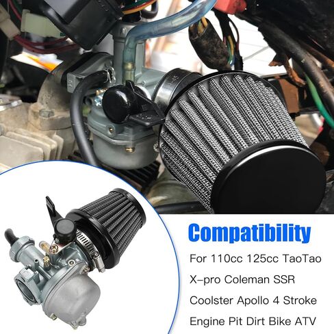 YOXUFA PZ22 22mm Carburetor Carb 38mm Air Filter Throttle Cable Grip Kit for 110cc 125cc ATV Pit Dirt Bike Coolster Mountopz SSR TaoTao DB14 DB24 Apollo Xpro Hawk 4 Stroke Engine Chinese Quad Parts in Saudi Arabia