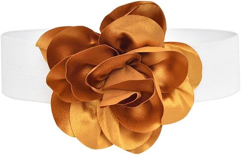 حزام خصر مطاطي واسع على شكل زهرة وردية كبيرة لفستان النساء والفتيات in Kuwait