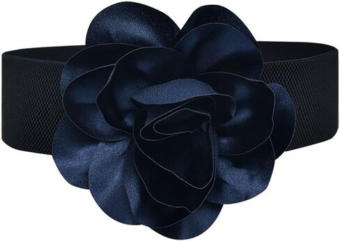 حزام خصر مطاطي واسع على شكل زهرة وردية كبيرة لفستان النساء والفتيات in Kuwait