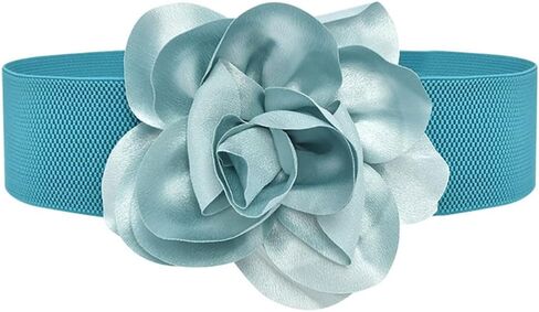 حزام خصر مطاطي واسع على شكل زهرة وردية كبيرة لفستان النساء والفتيات in Kuwait