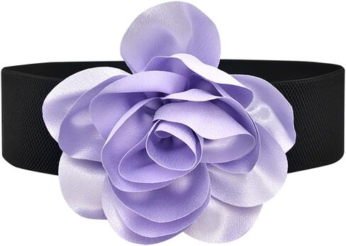 حزام خصر مطاطي واسع على شكل زهرة وردية كبيرة لفستان النساء والفتيات in Kuwait