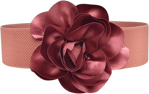 حزام خصر مطاطي واسع على شكل زهرة وردية كبيرة لفستان النساء والفتيات in Kuwait