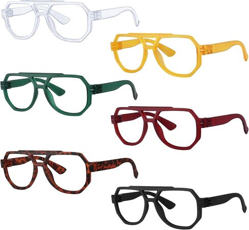 BFOCO Pilot Reading Glasses Metalless Screwless Spring Hinges 6 Pack Oversized Readers with Double Hinges for Women Men(+1.75) in Saudi Arabia