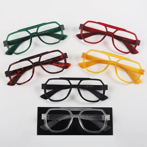 BFOCO Pilot Reading Glasses Metalless Screwless Spring Hinges 6 Pack Oversized Readers with Double Hinges for Women Men(+1.75) in Saudi Arabia
