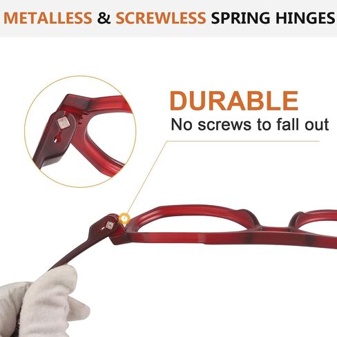 BFOCO Pilot Reading Glasses Metalless Screwless Spring Hinges 6 Pack Oversized Readers with Double Hinges for Women Men(+1.75) in Saudi Arabia
