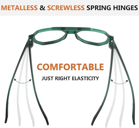 BFOCO Pilot Reading Glasses Metalless Screwless Spring Hinges 6 Pack Oversized Readers with Double Hinges for Women Men(+1.75) in Saudi Arabia