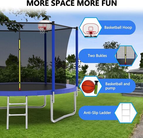Livavege Trampolines 8FT 10FT 14FT 16FT Trampoline with Safety Enclosure Net & Ladder, Outdoor Trampoline for Kids and Adults, 400LBS, ASTM Approved in Saudi Arabia