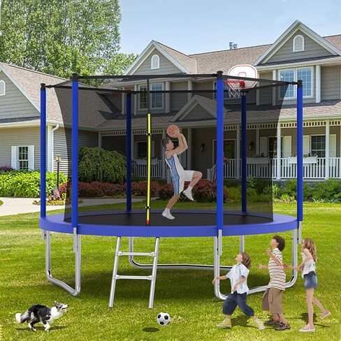Livavege Trampolines 8FT 10FT 14FT 16FT Trampoline with Safety Enclosure Net & Ladder, Outdoor Trampoline for Kids and Adults, 400LBS, ASTM Approved in Saudi Arabia