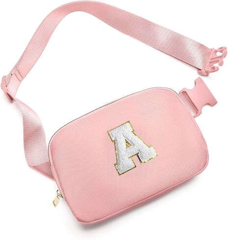 Gitus Belt Bag Fanny Pack Crossbody Bags for Women with Initial Letter Patch Teen Girl Gifts Trendy Stuff Personalized Birthday Gifts for Teenager Girls Preppy Stuff Cool Stuff for Teens (LightPink-A) in Kuwait