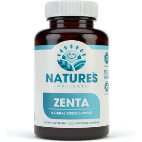 ZENTA - The Natural Relief Supplement to Help Calm Body and Mind | Positive Mood Enhancer - Increase Serotonin Levels with GAB, 5-HTP, Ashwagandha, Chamomile, DMAE | 60 ct