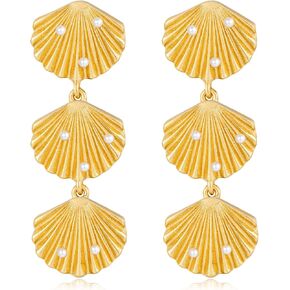 Gold/Silver Shell Dangle Earrings for Women Seashell Starfish Drop Dangle Earrings Beach Earrings Hypoallergenic Earrings Summer Jewelry