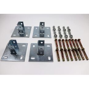 Post Base 4 Pack with Expansion Screws and Bolts for 1-5/8" Strut,Post Base Channel 4 Hole Square Galvanized Steel Rustproof for All 1-5/8" Single Strut Channel (Long Mounting Hole of Base)