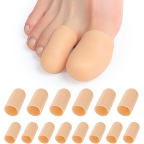Sumifun Toe Protectors for Women & Men - 14 Pack Gel Toe Caps to Provide Relief from Missing or Ingrown Toenails, Corns, Blisters, Hammer Toes