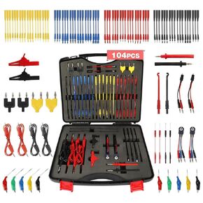 Automotive Circuit Test Leads Kit 104 Pieces, Multimeter Multi Function Electric Probe Test Kit with Black Carrying Case Test Lead Set Wire Connectors Adapter Cables (104)