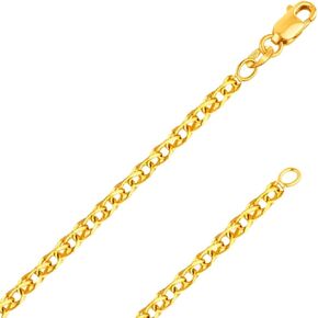 ITALIAN FASHIONS REAL 14K Solid Gold Italian Yellow White Gold 1.7mm Flat Open wheat Link Chain Necklace- Made in Italy-14 Karat with Lobster Claw or Spring Ring Clasp Include Gift Box with Order (SPG2D) (1.7 MM 16 Inches14K Yellow Gold ITALY)
