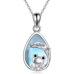 JERWLI Seal Necklace Sterling Silver Seal Pendant Necklace Moonstone Seal Jewelry for Seal and Ocean Lovers Gifts