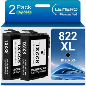 LEMERO 822XL Ink Cartridges Combo Pack Remanufactured Replacement for Epson 822XL Ink Cartridges 822 XL T822XL for Workforce Pro WF-3820 WF-4820 WF-4830 WF-4833 WF-4834 (2 Black,Cyan,Magenta,Yellow)