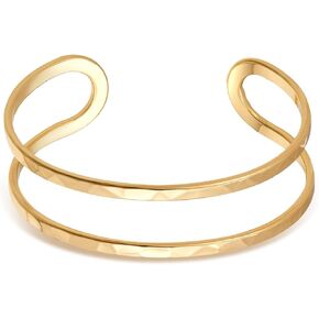 Gold Silver Cuff-Bracelets for Women Hollow Wide Open Bangle Bracelets