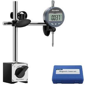 Digital Dial Indicator with Magnetic Base Set,0-1 Inch/25.4 mm Inch/Metric Conversion,Auto Off Feature,Precision Measuring Tool 155lbs(70kg) Magnetic Base for 3D Printer Lathe Workshop