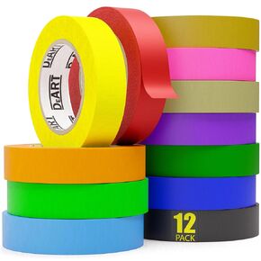 DEART 12 Colorful Rolls of Masking Tape - 0.6 inches x 11 Yard - Painters Tape Assortment - Colored Labeling Paper Tape for Bullet Journals, Party Decorations, DIY Craft, Artist Tape Art Tape