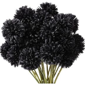 24 Pcs Marigold Flowers Bulk Halloween Chrysanthemum Ball Bouquets for Day of Dead 2.76" Artificial Flowers for Diwali Indian Decor DIY Wreath Garland(Orange)