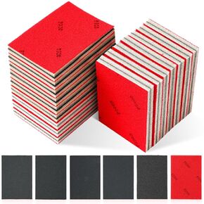 60 Pcs 320-2500 Grit Sanding Sponge, Ultra Fine Sanding Sponges Pads, Soft Foam Sand Block Wet Dry Sanding Pads, Ultra Fine Grit Sandpaper for Model Drywall Metal Wood Furniture Polishing