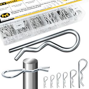 150Pcs Cotter Pin Assortment Kit, R Shape Hitch Pin Clip, Heavy Duty Zinc Plated Alloy Steel, Reusable Cotter Pins Set for Tractor, RV Owners, Mechanics, Lawn Mower, 6 Sizes