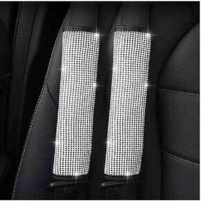 Bling Bling Seat Belt Pads for Car, Crystal Rhinestone Handbrake Cover, Diamond Shift Gear Knob Cover for Girls or Women