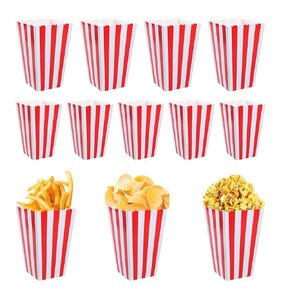 Popcorn Bags for Party (40pk) - Paper Popcorn Buckets - Red and White Popcorn Bags for Popcorn Machine, Movie Theater Decor Popcorn Container, Carnival Circus Party Popcorn Bowl（Large）