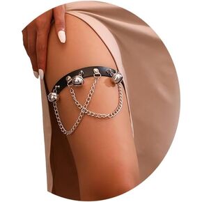 Multi Layered Rhinestone Leg Body Chain Jewelry Bikini Festival Rave Heart Thigh Chain Jewelry Summer Beach Stretchy Adjustable Punk Thigh Chain Jewelry for Women Girls
